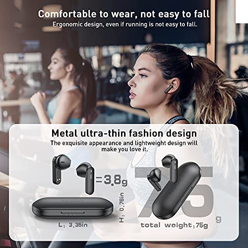 eppfun True Wireless Earbuds, Bluetooth 5.2 in-Ear Headphones, Qualcomm AptX-Adaptive HiFi Earbuds, Touch Control 4-Mic Headset & CVC 8.0 Noise Cancellation,Game Mode Earphones, 32H Playtime, Black