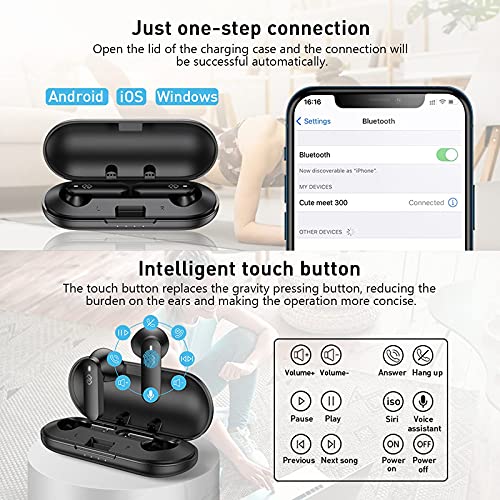 eppfun True Wireless Earbuds, Bluetooth 5.2 in-Ear Headphones, Qualcomm AptX-Adaptive HiFi Earbuds, Touch Control 4-Mic Headset & CVC 8.0 Noise Cancellation,Game Mode Earphones, 32H Playtime, Black