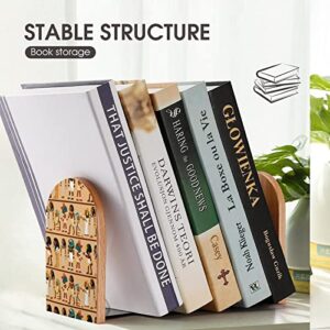 Egypt Pharaoh Pattern Wood Book Ends for Shelves Non-Skid Bookend Book Stand Book Holder Stopper for Home Office School