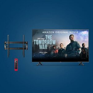 amazon fire tv 43″ 4-series 4k uhd smart tv bundle with universal tilting wall mount and red remote cover