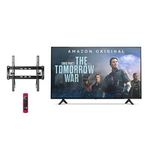 amazon fire tv 55″ 4-series 4k uhd smart tv bundle with universal tilting wall mount and red remote cover