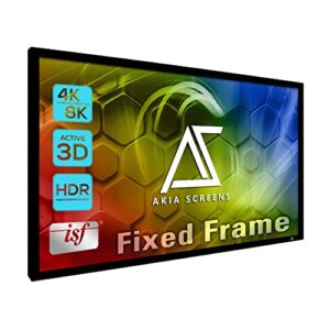 akia screens fixed frame projector screen 150inch 16:9 8k 4k ultra hd 3d ready wall mount cinewhite uhd-b 150″ projection screen for indoor movie video home theater cinema office ak-ff150wh2