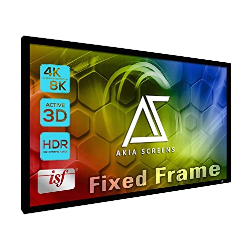 Akia Screens Fixed Frame Projector Screen 150inch 16:9 8K 4K Ultra HD 3D Ready Wall Mount CINEWHITE UHD-B 150" Projection Screen for Indoor Movie Video Home Theater Cinema Office AK-FF150WH2