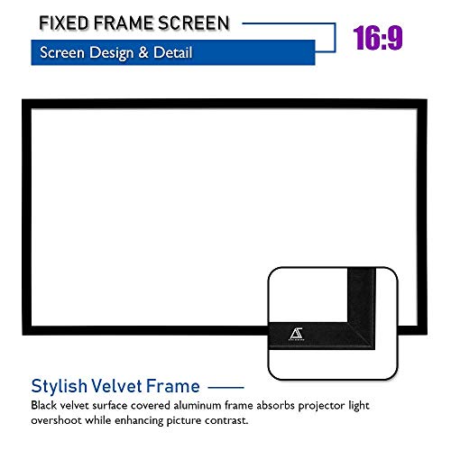 Akia Screens Fixed Frame Projector Screen 150inch 16:9 8K 4K Ultra HD 3D Ready Wall Mount CINEWHITE UHD-B 150" Projection Screen for Indoor Movie Video Home Theater Cinema Office AK-FF150WH2