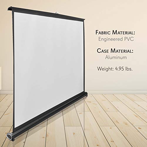 Pyle 50" Inch Portable Projector Screen - Portable Floor Standing Fold-Out Roll-Up Tripod Manual, Office Presentation, Quick Assembly - PRJTP53