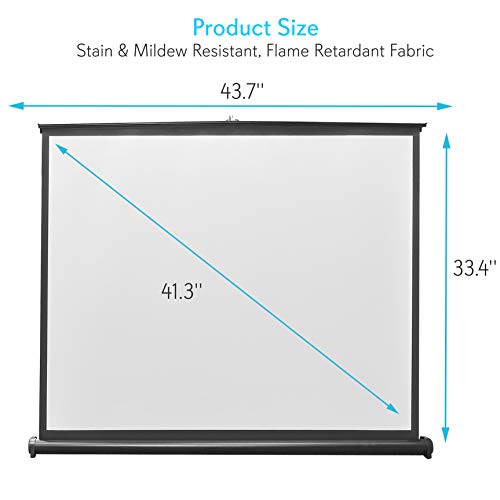 Pyle 50" Inch Portable Projector Screen - Portable Floor Standing Fold-Out Roll-Up Tripod Manual, Office Presentation, Quick Assembly - PRJTP53