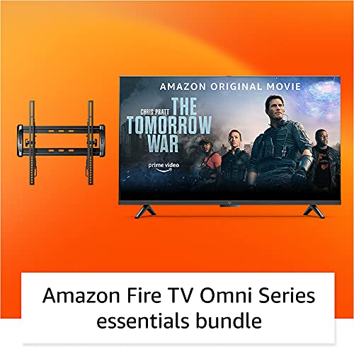 Amazon Fire TV 43" Omni Series 4K UHD smart TV bundle with Universal Tilting Wall Mount and Red Remote Cover
