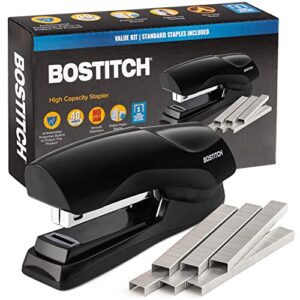 bostitch office stapler heavy duty – 40 sheet stapler for desk -full-strip – includes 1260 staples – black