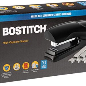 Bostitch Office Stapler Heavy Duty - 40 Sheet Stapler for Desk -Full-Strip - Includes 1260 Staples - Black