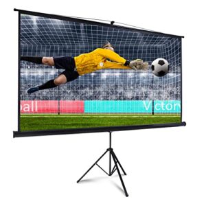 100 inch projector screen indoor with stand for movie projection, large 16:9 white movie screen, portable video projection screen for home theater, office meeting, outdoor advertising camping and etc