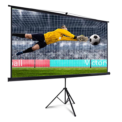 100 Inch Projector Screen Indoor with Stand for Movie Projection, Large 16:9 White Movie Screen, Portable Video Projection Screen for Home Theater, Office Meeting, Outdoor Advertising Camping and etc