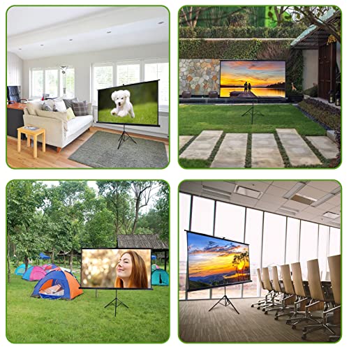 100 Inch Projector Screen Indoor with Stand for Movie Projection, Large 16:9 White Movie Screen, Portable Video Projection Screen for Home Theater, Office Meeting, Outdoor Advertising Camping and etc