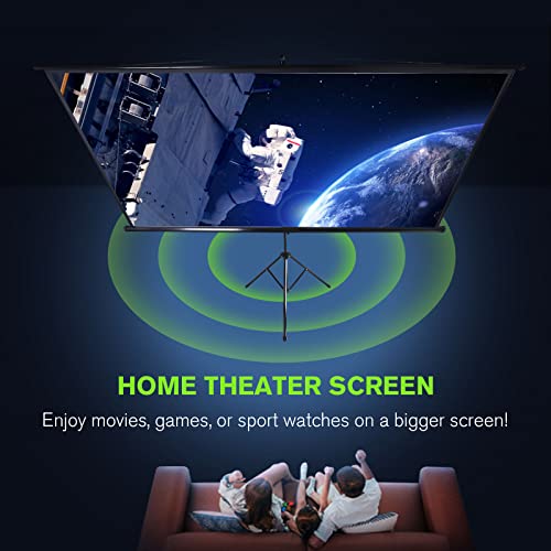 100 Inch Projector Screen Indoor with Stand for Movie Projection, Large 16:9 White Movie Screen, Portable Video Projection Screen for Home Theater, Office Meeting, Outdoor Advertising Camping and etc