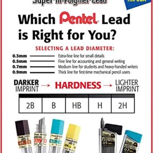Pentel Super Hi-Polymer Mechanical Pencil Lead Refill - 0.5mm, 0.7mm, 0.9mm - 90 Led refills (30 of Each Size)