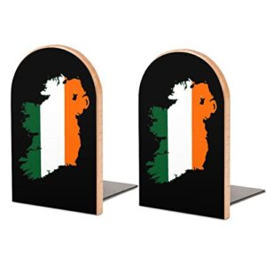 ireland flag map wood book ends for shelves non-skid bookend book stand book holder stopper for home office school
