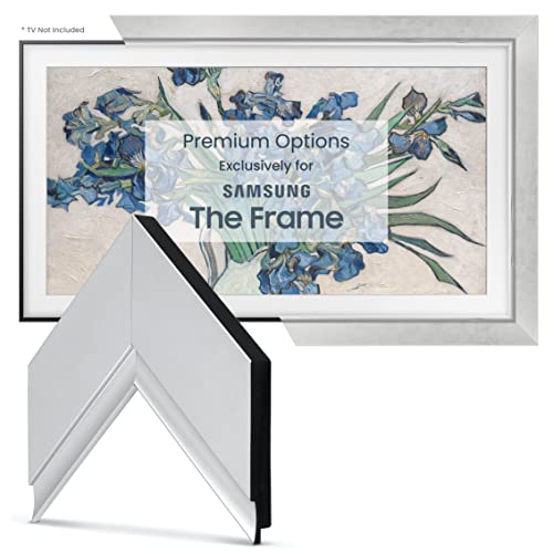 Deco TV Frames - Contemporary Silver Smart Frame Compatible ONLY with Samsung The Frame TV (32", Fits 2021-2023 Frame TV)