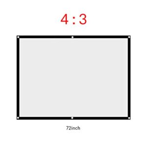 72 Inch Portable Foldable White Projector Curtain Projection Screen 4:3 Portable Movies Screen for Projector Home Theater Outdoor (72Inch)