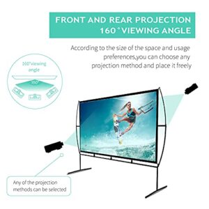 Projector Screen, Outdoor Projector Screen 150 Inch 16:9 4K HD Foldable Projector Screen with Stand for Outdoor Movie Screen Home Theater Indoor Projector Screen and Gifts Idea