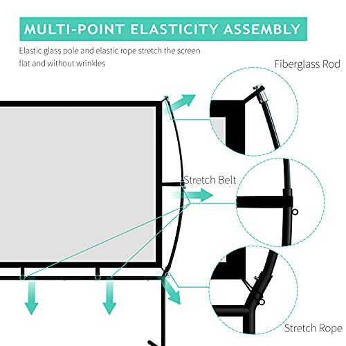 Projector Screen, Outdoor Projector Screen 150 Inch 16:9 4K HD Foldable Projector Screen with Stand for Outdoor Movie Screen Home Theater Indoor Projector Screen and Gifts Idea