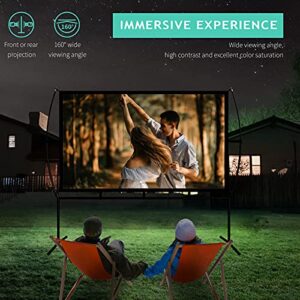 Projector Screen, Outdoor Projector Screen 150 Inch 16:9 4K HD Foldable Projector Screen with Stand for Outdoor Movie Screen Home Theater Indoor Projector Screen and Gifts Idea