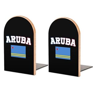 aruba flag wood book ends for shelves non-skid bookend book stand book holder stopper for home office school