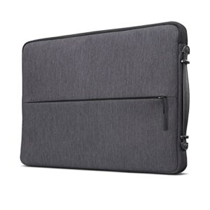 lenovo urban laptop sleeve for 14″ notebook, water resistant, soft padded compartments, accessory storage, reinforced rubber corners, extendable handle, gx40z50941, charcoal grey
