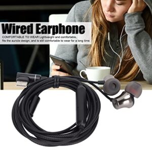 Earbuds Headphones with Microphone, Noise Cancelling Wired Earphone, in-Ear Headset with Heavy Bass Stereo, Compatible with Smartphones and Laptops, MP3 and Type C&3.5mm Interface(Elbow Type-c Black)