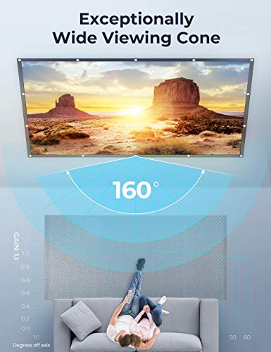 Projector Screen 120 inch 16:9 Foldable Portable Anti-Crease Indoor Outdoor Projection Double Sided Movie Projector Screen for Home Theater Outdoor Indoor Support Double Sided Projection