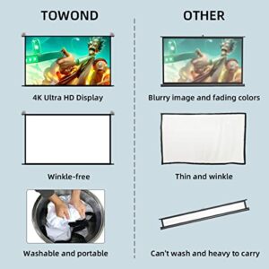 Projector Screen with Stand,Towond 100 inch Indoor Outdoor Projection Screen, Portable 16:9 4K HD Movie Screen with Carry Bag Wrinkle-Free Design for Home Theater Backyard Cinema