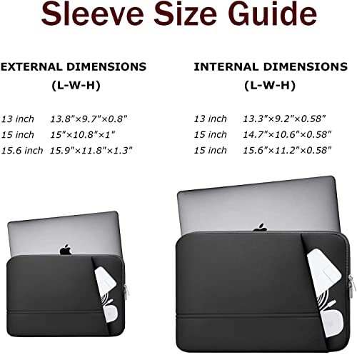Laptop Sleeve, Laptop Case, Laptop Sleeve 15.6 inch, TEDNETGO Durable HP Lenovo Bag Case, Computer Bag Briefcase Carrying Bag Case 15 16 inch with Pockets for Dell Asus Gifts for Women Men, Black