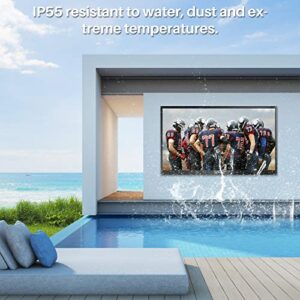 SYLVOX Outdoor TV, 4K QLED Outdoor TV 55 inch 2000 Nits Full Sun, Outdoor Smart Television with Voice Control & Chromecast Built-in, IP55 Weatherproof TV for Outside (Pool Pro QLED Series)
