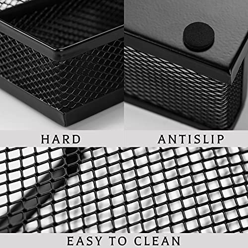 Ludato 2 Pieces Mesh Pen Holder Desk Organizers and Accessories for Desk，3 Compartments Black Pencil Holder for Office Supplies， Gifts for Colleague