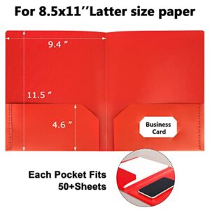 HABGP Plastic Folders with Pockets, 6 Color Heavy Duty Two Pocket Folder Business Card Holder for Office High School