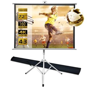 trmesia portable projector screen 72inch with foldable tripod stand,upgrade movie screen for projector,pull down projection screen 4:3 ratio screens & carry case bag for indoor outdoor movie night