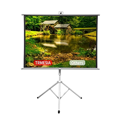 TRMESIA Portable Projector Screen 72inch with Foldable Tripod Stand,Upgrade Movie Screen for Projector,Pull Down Projection Screen 4:3 Ratio Screens & Carry Case Bag for Indoor Outdoor Movie Night