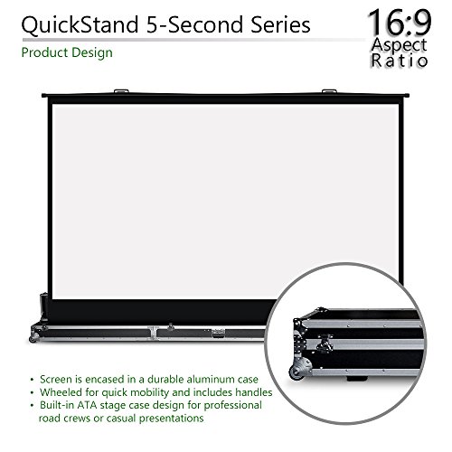 Elite Screens QuickStand 5-Second Series, 180-INCH 16:9, Manual Pull Up Projector Screen, Movie Home Theater 8K / 4K Ultra HD 3D Ready, 2-YEAR WARRANTY, QS180HD