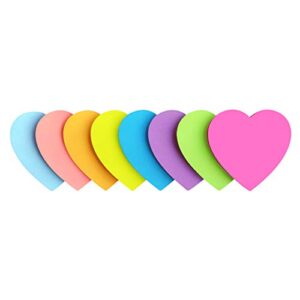 Heart Shape Sticky Notes 8 Color Bright Colorful Sticky Pad 75 Sheets/Pad Self-Sticky Note Pads