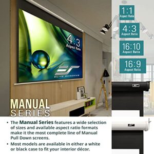 Elite Screens Manual Series, 80-INCH Pull Down Manual Projector Screen with AUTO LOCK, Movie Home Theater 8K / 4K Ultra HD 3D Ready, 2-YEAR WARRANTY, M80UWH, 16:9, Black