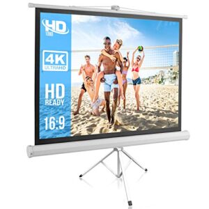 portable projector screen tripod stand – mobile projection screen , lightweight carry & durable easy pull assemble system for schools meeting conference indoor outdoor use, 50 inch – pyle prjtp52