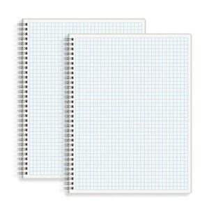 hulytraat large graph ruled wirebound spiral notebook, 8.5 x 11 inches, 4 x 4 quad ruled (4 sq/in) paper pad, premium 100gsm ivory white acid-free paper, 128 squared/grid pages per book (pack of 2)