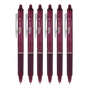 pilot frixion ball clicker retractable erasable gel pen, fine point, 0.7mm, burgundy ink, 6 count