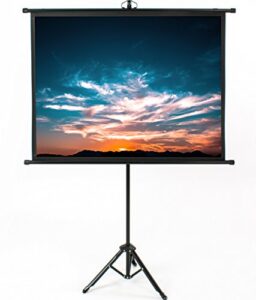 vivo 50 inch mini portable indoor outdoor projector screen, 50 inch diagonal projection, hd 4:3 projection, 4k 3d 1080p hd pull up foldable stand tripod, ps-t-050b