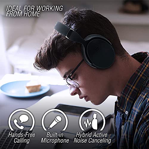 Volkano X Silenco Series Headphones Wireless Bluetooth - Active Noise Cancelling Headphones - 30H Playtime - Headset with Mic - Memory Foam Ear Cups for Cellphone/PC/Home (Black)