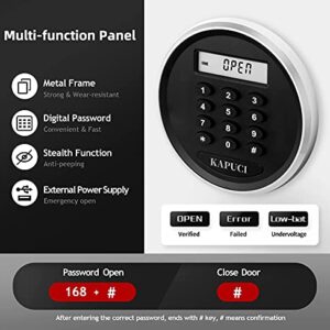 KAPUCI Modern Minimalism Design Auto-Open Safe, 0.78 CubicFeet Digital Safe Box with Full Felt Lining, High Capacity for 4 Pistols, Safety Steel Household Wardrobe,Bedroom for Home,Office,Hotel, Handgun, Jewelry