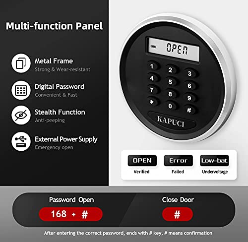 KAPUCI Modern Minimalism Design Auto-Open Safe, 0.78 CubicFeet Digital Safe Box with Full Felt Lining, High Capacity for 4 Pistols, Safety Steel Household Wardrobe,Bedroom for Home,Office,Hotel, Handgun, Jewelry