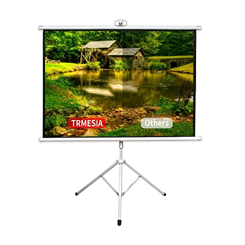 TRMESIA Portable Projector Screen 50in with Foldable Tripod Stand,Pull Down Small Screen for Projector,Projection Mini Movie Screen and Stand 4:3 Ratio & Carry Bag for Indoor Outdoor Movie Night