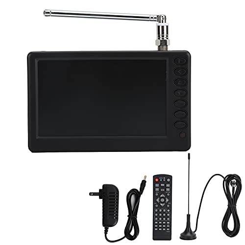 Jopwkuin Digital Television, LED Mini TV 16:9 Widescreen (Black) 5inch Color TFT LED ATSC Standard for Kitchen Use for Car Camping