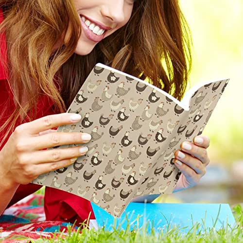 Flashideas Hens Pattern Check Book Cover for Personal Checkbook Women Book Sleeves for Elementary Students Plastic Book Covers Fits Most Hardcover Textbooks up to 9 x 11