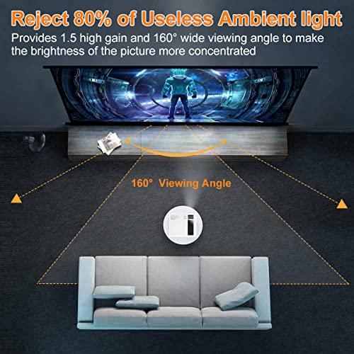 Projector Screen and Stand,Towond 100 inch Ambient Light Rejecting Projection Screen Fabric, Portable Projector Screen Outdoor Indoor 16:9 4K/8K HD Wrinkle-Free Foldable Movie Screen with Carry Bag