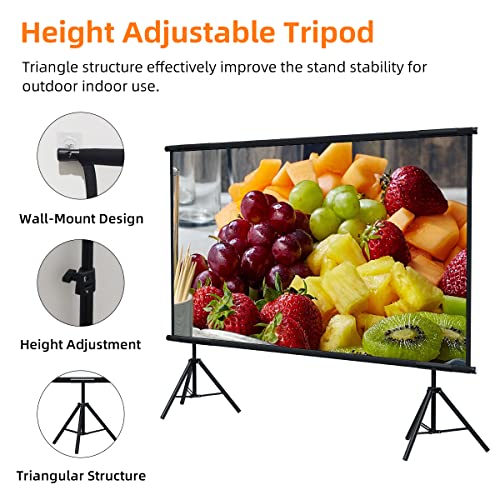 Projector Screen and Stand,Towond 100 inch Ambient Light Rejecting Projection Screen Fabric, Portable Projector Screen Outdoor Indoor 16:9 4K/8K HD Wrinkle-Free Foldable Movie Screen with Carry Bag